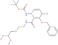 Structure of N-[2-[[[2-(2,2-dimethoxyethoxy)ethyl]amino]carbonyl]-4-oxo-3-(phenylmethoxy)-1(4H)-pyridinyl]-Carbamic acid 1,1-dimethylethyl ester